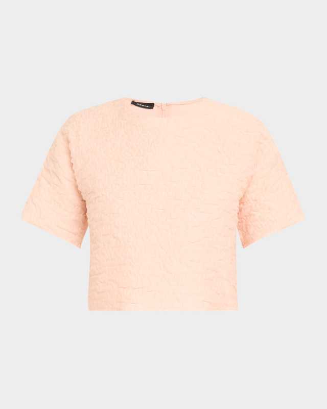 3D Bubble Organza Short-Sleeve Top